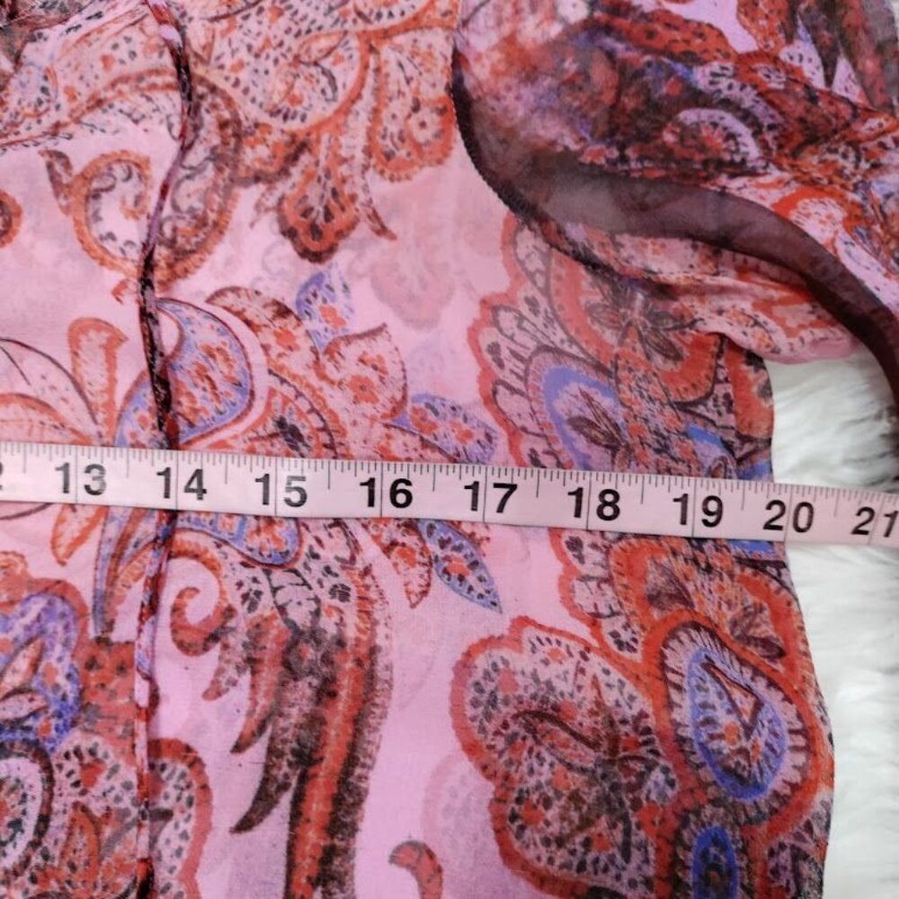 Charlie Jade Silk Womens Paisley Print Boho Tunic Dress M Pink & Red - Picture 6 of 9